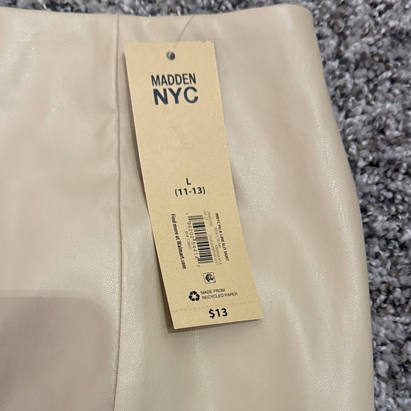 Cream Faux Leather Mini Skirt - Picture 2 of 2